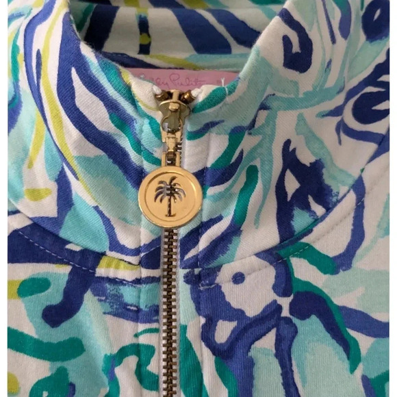 Lilly Pulitzer Reagan Zip Up in Pool Blue Stay Cool - Picture 5 of 8